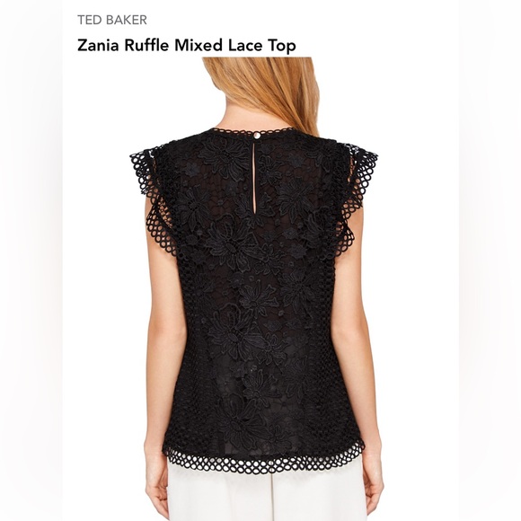 Ted Baker Zania Ruffle mixed Lace Top Ted size 3, US 8 - Picture 2 of 8